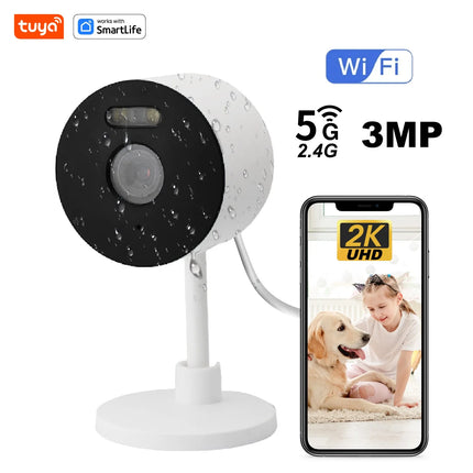 3MP HD Tuya Smart Indoor/Outdoor Security Camera for Home,Baby/Elder/Pet Camera With Phone App,Color Night Vision 2-Way Audio