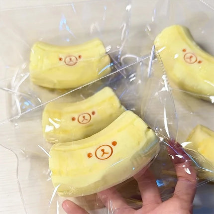 2Pc Handmade Squishy with BUTTER Texture - Banana Carrot Bear Shaped To Relieve Stress - Food Grade Silicone SSS