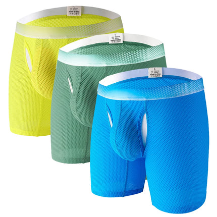 1pcs/2pcs/3pcs Long Leg Boxer Shorts for Men in Breathable Mesh Fabric Sport Underwear