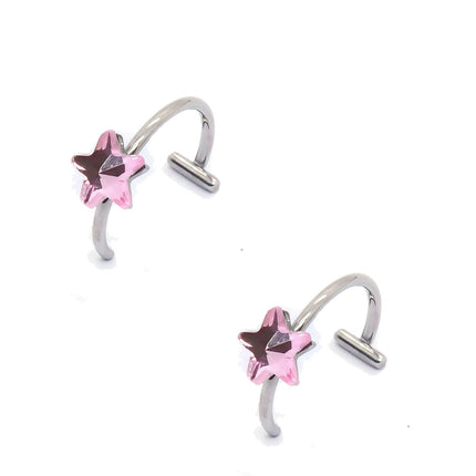 2PCS Trendy 10mm Stainless Steel Punk Clip on Fake Piercing Nose Wrap Lip Rings Unisex Nose Ring Women Men Tusk Body Jewelry