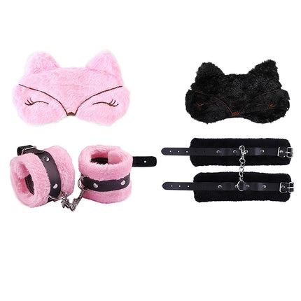 New 1Pc/set Handcuffs Adjustable PU Leather Plush Blindfold Masks Restraints Bondage Anal Plug Sex Toy For Women Adults Games
