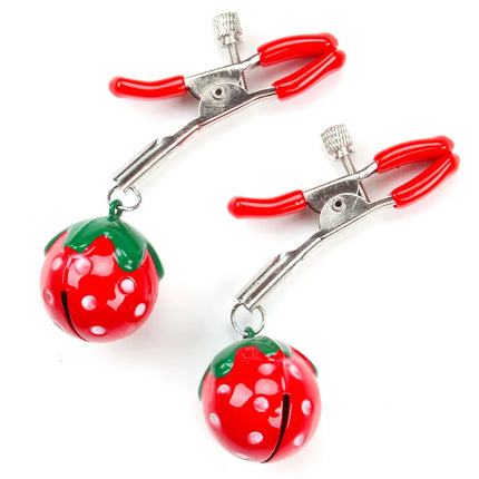 Strawberry Bell Nipple Clamps Metal Nipple Clamps Nipple Stimulator Female Clitoral Masturbator Adult Toys Couples Sex Toys BDSM