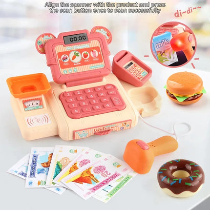 Cash Register Toy Simulation Supermarket Cash Register Toys Set With Lighting Sound Effects Calculation Checkout Early Education