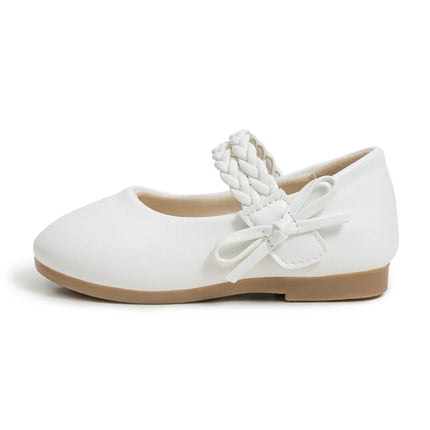 KIDSUN Fashion White Kids Girls Dress Shoes PU Leather Princess Wedding Party School Shoes Low Heel Flats for Little Big Kids