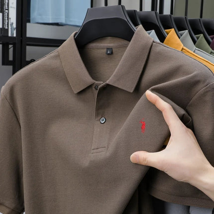 100% pure cotton men's breathable short-sleeved T-shirt, luxury brand embroidered loose casual summer fashion business Paul polo