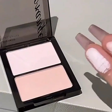 Two Color Highlight & Eye Shadow Powder Delicate, Natural, Lightweight, Matte Finish Eyeshadow Soft Focus Makeup Brightening