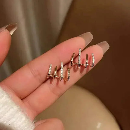 2026 New Shiny Four Claws Stud Earrings for Women Korean Rhinestone Zircon Earring Girls Birthday Party Wedding Fashion Jewelry