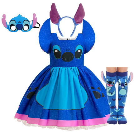 Baby Disney Movie Stitch Role Playing Costume Sets Cartoon Cute Princess Dress Stage Performance Purim Carnival Kids Dress