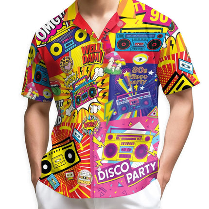 Back To The 90s Hawaiian Shirt Men Women Youth, Retro Neon 80s Cassette Sneaker Aloha Shirt Vintage Party Shirt Button Up