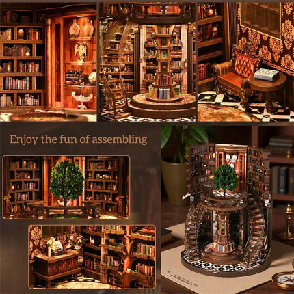 NEW DIY Wooden Book Nook Figurines Miniatures Doll House Kit 3D Puzzle Bookend for Friends Birthday Gifts Home Decor Crafts