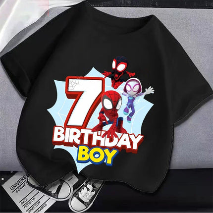 Marvel Spider-Man Digital Print Summer Boys Girls T-Shirt Suitable Street Wear 100% Cotton Breathable Soft Short-Sleeved Top