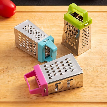 Mini Four-Sided Stainless Steel Grater, Small Household Cheese Grater, Multifunctional Ginger, Garlic, and Chocolate Grater, Kitchen Gadget