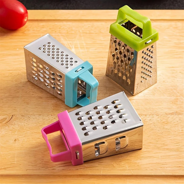 Mini Four-Sided Stainless Steel Grater, Small Household Cheese Grater, Multifunctional Ginger, Garlic, and Chocolate Grater, Kitchen Gadget