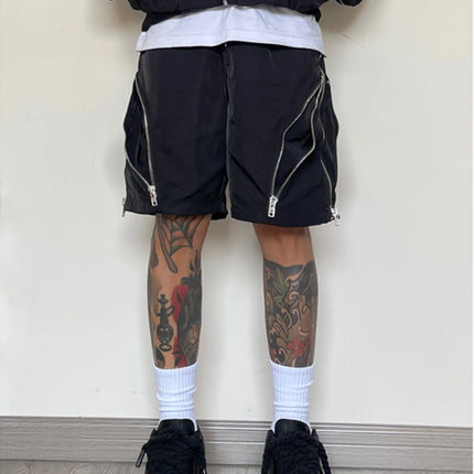 American style high street wind assault shorts men Multi-Zipper design Harajuku casual tooling outdoor five-point pants summer