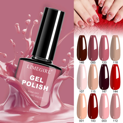LIMEGIRL 8ML Nail Gel Polish Nail Supplies Vernis Semi Permanent Nail Art Manicure Soak Off LED UV Gel Nail Varnishes