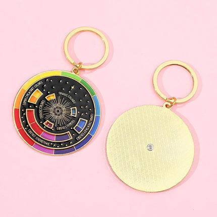Creative Rotatable Colorful Wheel Keychain Rainbow Turntable Color Wheel Charm Key Chains Aesthetic Keyrings Arts Gifts Artists