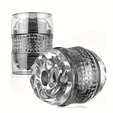 1pc Men'S Fun Adult Toy Transparent Double Channel Cup with 3D Realistic Texture Easy to Clean No Battery Manual Airplane Cup