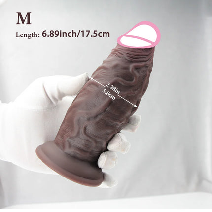 Realistic Dark Anal Dildos Thick Penis Butt Plug Soft Dildo Vaginal Masturbation Suction Cup Dick Anal Sex Toys for Women Men