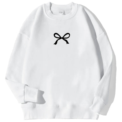 Casual Women's Sweatshirts Kawaii Bow Graphic Prints Pullover Comfortable Warm Oversize Hoodie Autumn Fleece Soft Female Clothes