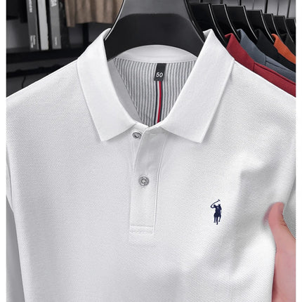 High-end brand 100% cotton long sleeve polo shirt, fashion luxury, pony embroidery, business casual comfort, new Paul men's T-shirt