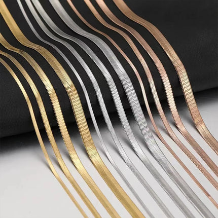 SUNIBI Stainless Steel Snake Chain Necklace for Woman Gifts Choker Herringbone Gold Color Necklaces Women Jewelry Wholesale