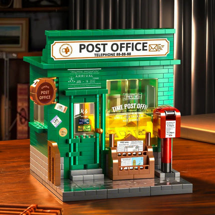 Mini Micro Brick Retro Post Office Coffee House Building Block Model, High Difficulty Assembly Puzzle, Christmas Gift