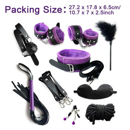BDSM Adult Sex Toy Kits Sets for Women Bondage Mask Set Feather Handcuffs Ankle Cuff Restraints for Couple Sexual Game