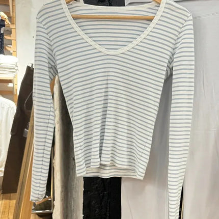 Pink Striped Slim Long Sleeve Tees Women Spring Casual Cotton O-neck Tshirt New Tops Clothes Sweet Cute  Vintage T-shirts Y2K