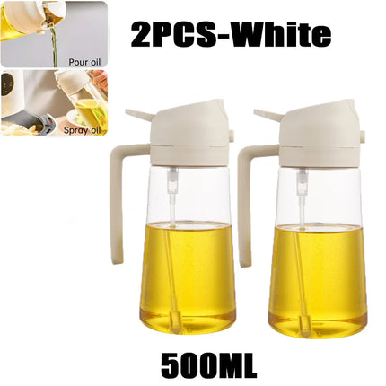 New 470ml Oil Spray Pot 2-in-1 Plastic Household Kitchen Oil Bottle Nebulizing Mist Filling Cooking Oil Spray Pot Dual Use