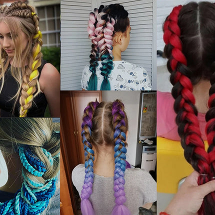 Synthetic African Braided Ombre Braiding Hair Braid Hair Extensions 3Pcs Pre Stretched High Temperature Crochet Braiding Hair