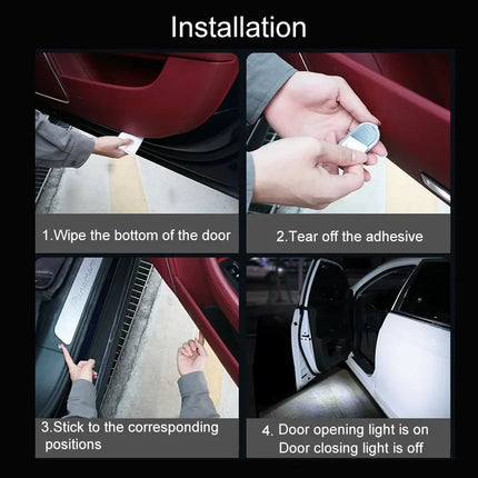 1 2 4pcs Led Car Door Light Car Interior USB Rechargeable Wireless Magnetic Switch Night Lamp Car Door Signal Welcome Lighting
