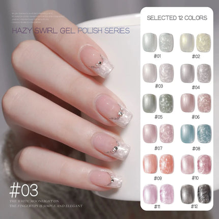 MIANEL 12ML Mother-of-Pearl Mermaid Shimmer Thread Gel Polish 2026 Spring-Summer Collection Fine Glitter Aurora Pearl Nail Art