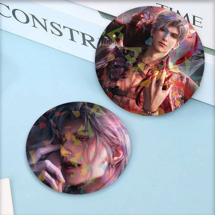 Game Love and Deepspace Sylus Round Laser Badge Brooch Clothes Backpack Accessories Lapel Decoration Gift