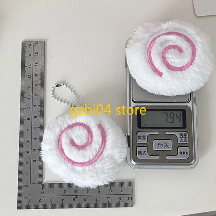 13MD Plush Fish Cake Charm Keychain Decorative Bag Accessory Car Hanging Decoration
