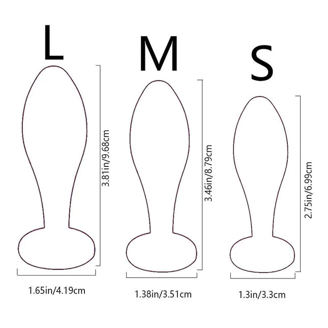 Soft Silicone Personal Wellness Kit 3 Sizes Anus Plug, Ergonomic Shape, Sparkling Gem Base Sex Toy