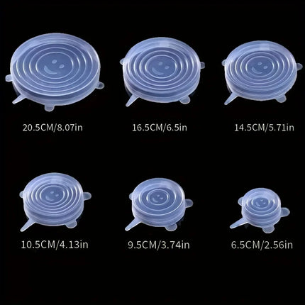 6pcs Silicone Bowl Lids, Flexible Sealed, Elastic Food Storage Covers, Reusable, Dishwasher & Microwave Safe, High-Quality