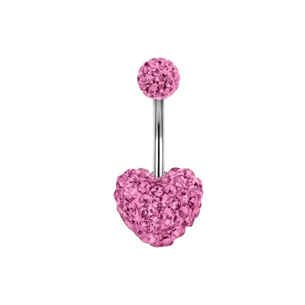 Pink Heart Shaped Navel Ring Ornament Water Drop 14G Belly Button Piercing Barbell Pendant Belly Nombril Piercing Women Jewelry