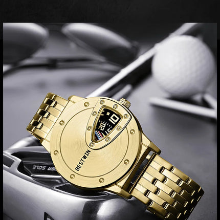 BESTWIN Luxury Brand Trend Cool Men's Wrist Watch Stainless Steel Technology Fashion Quartz Watch For Men Relogio Masculino 2023