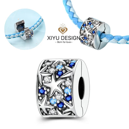 925 Sterling Silver Blue Ocean Series Beaded Charms  Pendant Fit for The Brand's DIY Bracelet Women Jewelry Girlfriend Gifts