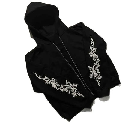 Y2K Zipper Hoodie Rock Brother Harajuku Pattern Printed Casual Zipper Hoodie Sportswear Retro Punk High Street Hip Hop Clothing