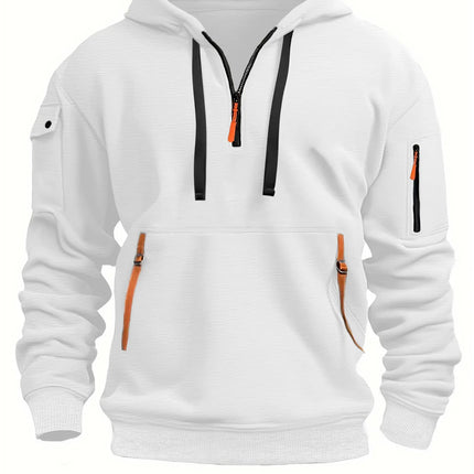 Half Zipper Men's Tactical Hoodies Solid Warm Fleece Military Sweatshirts Multi Pockets Male Hooded Jackets Thick Outdoor Polar