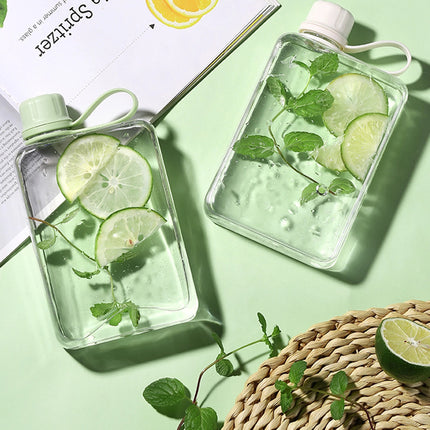 Pocket Water Bottle 500ml Flat Drink Cup Water Bottle Summer Water Flask Sports Water Bottle Leak-Proof Slim Cold Flask For