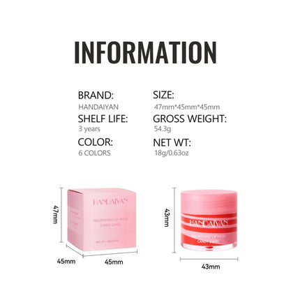 18g Strawberry Lip Balm Hydrating Lip Mask for Night Sleep Fades Lip Lines Plumps & Moisturizes Fruit-Infused Nude Lip Primer