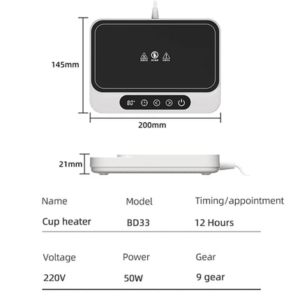50W Cup Heater Mug Warmer Electric Hot Plate 9 Gear Temperature Warmer Coaster Milk Coffee Heating Pad For Home Office 220V