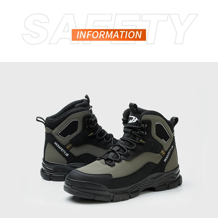 Man Safety Shoes Puncture-Proof Work Sneaker Waterproof Work Shoes Steel Toe Shoes Safety Boots Indestructible Shoes Lightweight