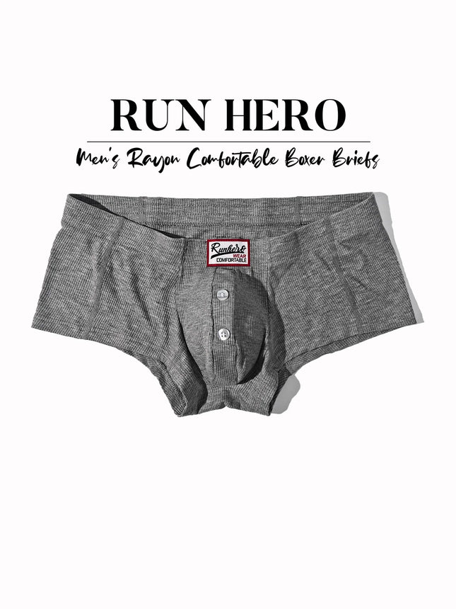 Men's Comfortable Slim Fit Flat Underwear Synthetic Cotton High Elasticity Button Decoration Solid Color Innerwear