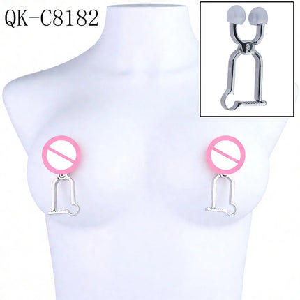 QKKQ Handheld Stainless Steel Nipple Clamp Nipples Stimulator Sexy Tools Teat Bondage For Women Couple Intimate Game BDSM Toys