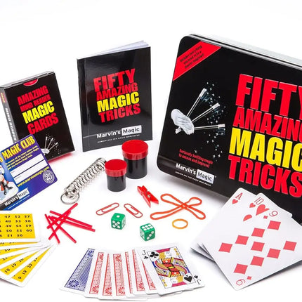50 Amazing Magic Tricks for Kids - Gift Set Tin with Card & Coin Tricks, Mind Reading, Levitation - Ages 8+ - Easy to Learn