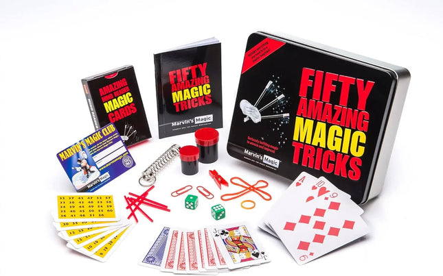 50 Amazing Magic Tricks for Kids - Gift Set Tin with Card & Coin Tricks, Mind Reading, Levitation - Ages 8+ - Easy to Learn