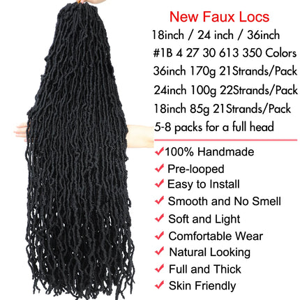 36 inch New Soft Locs Crochet Hair 18 24 inch Faux Locs Braids for Butterfly Dreadlocks Crochet Braid Hair Synthetic Locs Hair
